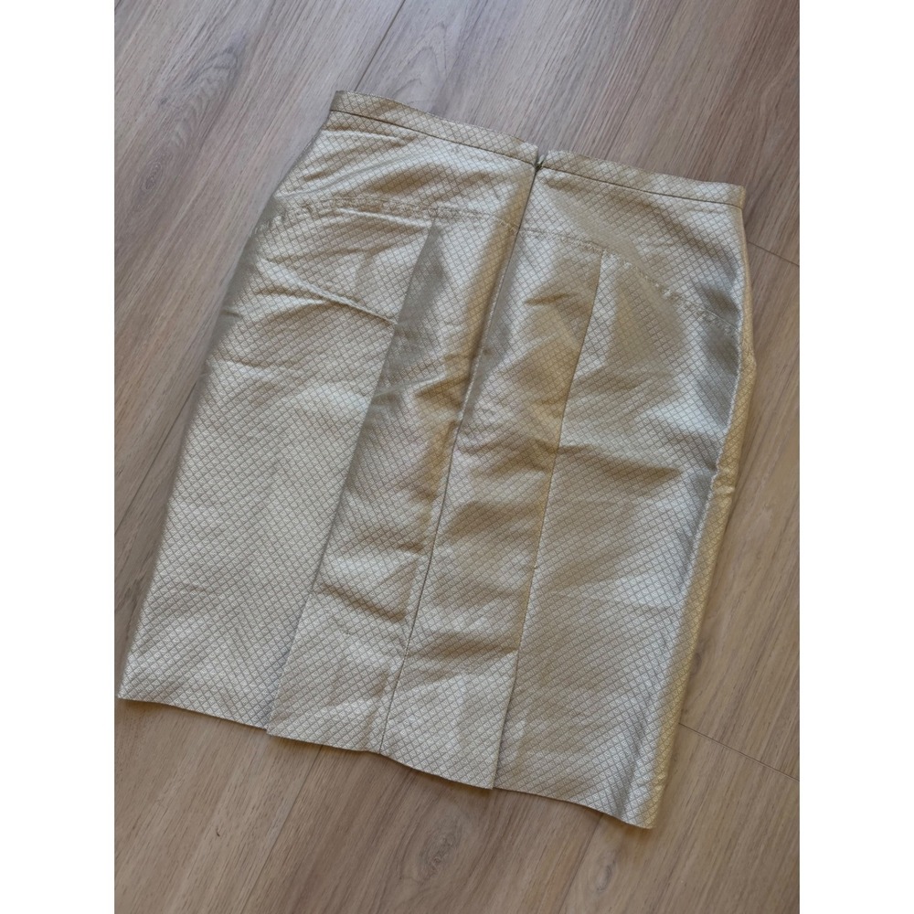 BCBGMAXAZRIA Gold Jacquard Diamond Pattern Pencil Skirt Size 4 Champagne